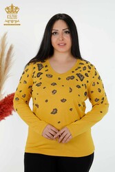 Produced with Viscose Fabric Blouse - V-Neck - Women's Clothing - 79047 | Real Textile - Thumbnail