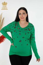 Produced with Viscose Fabric Blouse - V-Neck - Women's Clothing - 79047 | Real Textile - Thumbnail