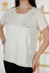 Blouse Made of Viscose Fabric Short Sleeve Women's Clothing Manufacturer - 79232 | Real Textile - Thumbnail