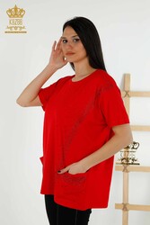 Blouse Made of Viscose Fabric with Two Pockets Women's Clothing Manufacturer - 79293 | Real Textile - Thumbnail