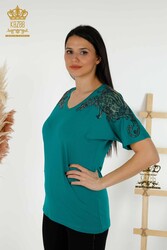 Blouse Produced with Viscose Fabric V-Neck Women's Clothing Manufacturer - 79054 | Real Textile - Thumbnail