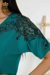 Blouse Produced with Viscose Fabric V-Neck Women's Clothing Manufacturer - 79054 | Real Textile - Thumbnail