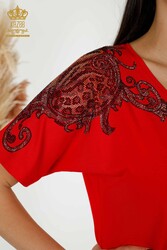 Blouse Produced with Viscose Fabric V-Neck Women's Clothing Manufacturer - 79054 | Real Textile - Thumbnail