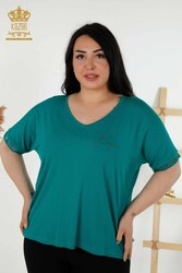 Blouse V-Neck Women's Clothing Manufacturer with Viscose Fabric - 79297 | Real Textile - Thumbnail