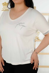 Blouse V-Neck Women's Clothing Manufacturer with Viscose Fabric - 79297 | Real Textile - Thumbnail