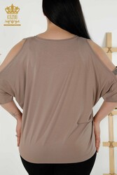 Blouse Made of Viscose Fabric Crew Neck Women's Clothing - 79108 | Real Textile - Thumbnail