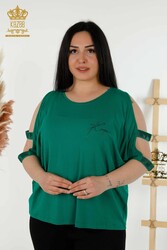 Blouse Made of Viscose Fabric Crew Neck Women's Clothing - 79108 | Real Textile - Thumbnail