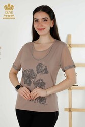 Blouse Produced with Viscose Fabric Cycling Collar Women's Clothing - 79290 | Real Textile - Thumbnail