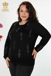 Blouse Produced with Viscose Fabric Stone Embroidered Women's Clothing Manufacturer - 79043 | Real Textile - Thumbnail
