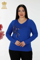 Blouse Produced with Viscose Fabric V-Neck Women's Clothing - 79048 | Real Textile - Thumbnail