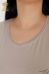 Made with Viscose Fabric Blouse - Crew Collar - Women's Clothing - 78918 | Real Textile - Thumbnail