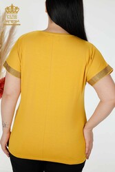 Made with Viscose Fabric Blouse - Crew Collar - Women's Clothing - 78918 | Real Textile - Thumbnail