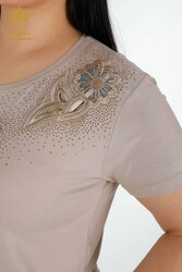 Produced with Viscose Fabric Blouse - Crew Collar - Women's Clothing - 78922 | Real Textile - Thumbnail