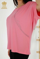 Blouse Made of Viscose Fabric Short Sleeve Women's Clothing - 79295 | Real Textile - Thumbnail