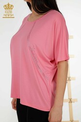 Blouse Made of Viscose Fabric Short Sleeve Women's Clothing - 79295 | Real Textile - Thumbnail
