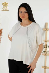 Blouse Made of Viscose Fabric Short Sleeve Women's Clothing - 79295 | Real Textile - Thumbnail