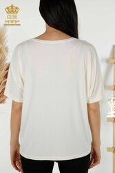 Blouse Made of Viscose Fabric Short Sleeve Women's Clothing - 79295 | Real Textile - Thumbnail