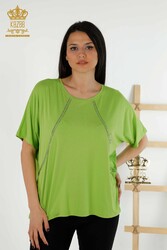 Blouse Made of Viscose Fabric Short Sleeve Women's Clothing - 79295 | Real Textile - Thumbnail