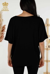 Blouse Made of Viscose Fabric Short Sleeve Women's Clothing - 79295 | Real Textile - Thumbnail