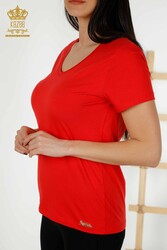 Blouse Produced with Viscose Fabric V-Neck Women's Clothing - 79179 | Real Textile - Thumbnail