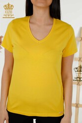 Blouse Produced with Viscose Fabric V-Neck Women's Clothing - 79179 | Real Textile - Thumbnail