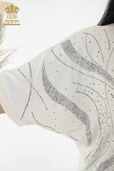 chemisier produit avec des vêtements pour femmes en tissu de viscose à motifs de fleurs en cristal brodé de pierre - 79223 | Vrai textile - Thumbnail