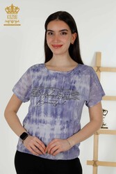 Fabriqué avec du tissu en viscose Chemisier - Col ras du cou - Vêtements pour femmes - 79173 | Vrai textile - Thumbnail