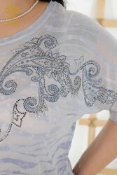 Viskon Kumaş İle Üretilen Bluz Bisiklet Yaka Kadın Giyim - 79125 | Reel Tekstil - Thumbnail