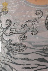 Viskon Kumaş İle Üretilen Bluz Bisiklet Yaka Kadın Giyim - 79125 | Reel Tekstil - Thumbnail