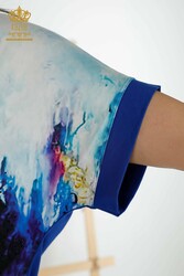 Viskon Kumaş İle Üretilen Bluz Dijital Baskı ve Taş İşemeli Kadın Giyim - 12087 | Reel Tekstil - Thumbnail