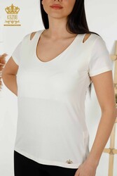 Viskon Kumaş İle Üretilen Bluz Kısa Kol Kadın Giyim - 79220 | Reel Tekstil - Thumbnail
