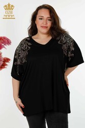 Viskon Kumaş İle Üretilen Bluz Taş İşemeli Kadın Giyim Üreticisi - 79064 | Reel Tekstil - Thumbnail