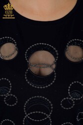Viskon Kumaş İle Üretilen Bluz Taş İşlemeli Kadın Giyim Üreticisi - 79094 | Reel Tekstil - Thumbnail