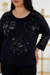 Viskon Kumaş İle Üretilen Bluz Tül Detaylı Kadın Giyim Üreticisi - 79084 | Reel Tekstil - Thumbnail