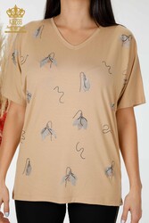 Viskon Kumaş İle Üretilen Bluz V Yaka Kadın Giyim - 78934 | Reel Tekstil - Thumbnail