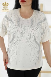 Bluse aus Viskosestoff mit Blumenmuster, Kristallstein-Stickerei für Damenbekleidung – 79223 | Echtes Textil - Thumbnail