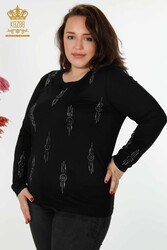 Bluse hergestellt aus Viskosestoff, steinbestickter Damenbekleidungshersteller - 79043 | Echtes Textil - Thumbnail