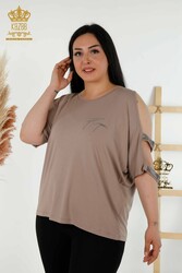 Bluse aus Viskosestoff Rundhals Damenbekleidung - 79108 | Echtes Textil - Thumbnail