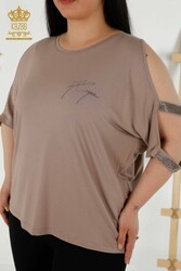 Bluse aus Viskosestoff Rundhals Damenbekleidung - 79108 | Echtes Textil - Thumbnail