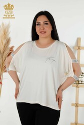 Bluse aus Viskosestoff Rundhals Damenbekleidung - 79108 | Echtes Textil - Thumbnail