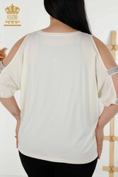 Bluse aus Viskosestoff Rundhals Damenbekleidung - 79108 | Echtes Textil - Thumbnail