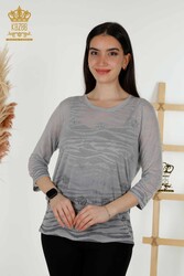 Bluse aus Viskosestoff. Radkragen-Damenbekleidung – 79131 | Echtes Textil - Thumbnail