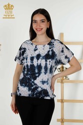 Bluse aus Viskosestoff. Radkragen-Damenbekleidung – 79167 | Echtes Textil - Thumbnail