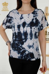 Bluse aus Viskosestoff. Radkragen-Damenbekleidung – 79167 | Echtes Textil - Thumbnail