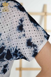 Bluse aus Viskosestoff. Radkragen-Damenbekleidung – 79167 | Echtes Textil - Thumbnail