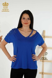 Bluse aus Viskosestoff. Radkragen-Damenbekleidung – 79200 | Echtes Textil - Thumbnail