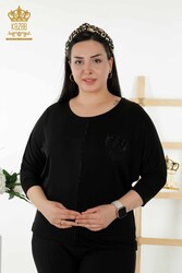 Bluse aus Viskosestoff. Radkragen-Damenbekleidung – 79222 | Echtes Textil - Thumbnail