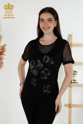 Bluse aus Viskosestoff. Radkragen-Damenbekleidung – 79290 | Echtes Textil - Thumbnail