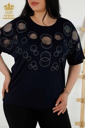 Bluse aus Viskosestoff, steinbestickter Damenbekleidungshersteller - 79094 | Echtes Textil - Thumbnail