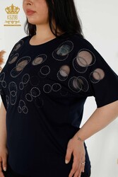 Bluse aus Viskosestoff, steinbestickter Damenbekleidungshersteller - 79094 | Echtes Textil - Thumbnail